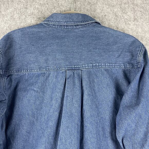 Vintage The Eagles Eye Embroidered Top Womens Medium Blue Denim Tribal Aztec 90s - Picture 10 of 15